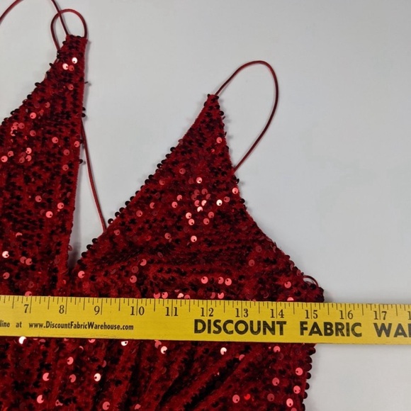 Zara Red Asymmetrical Sequin Dress Size Small - Picture 7 of 13